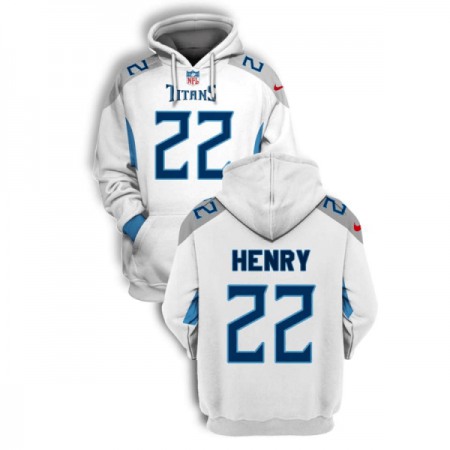 Men's Tennessee Titans #22 Derrick Henry 2021 White Pullover Hoodie LZO4