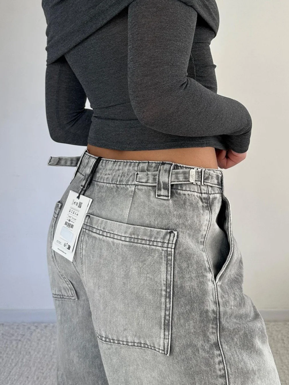 Athvotar Athvotar Low-Rise Old Denim Trousers Street Retro Washing Wide Legs Jeans Female Sense