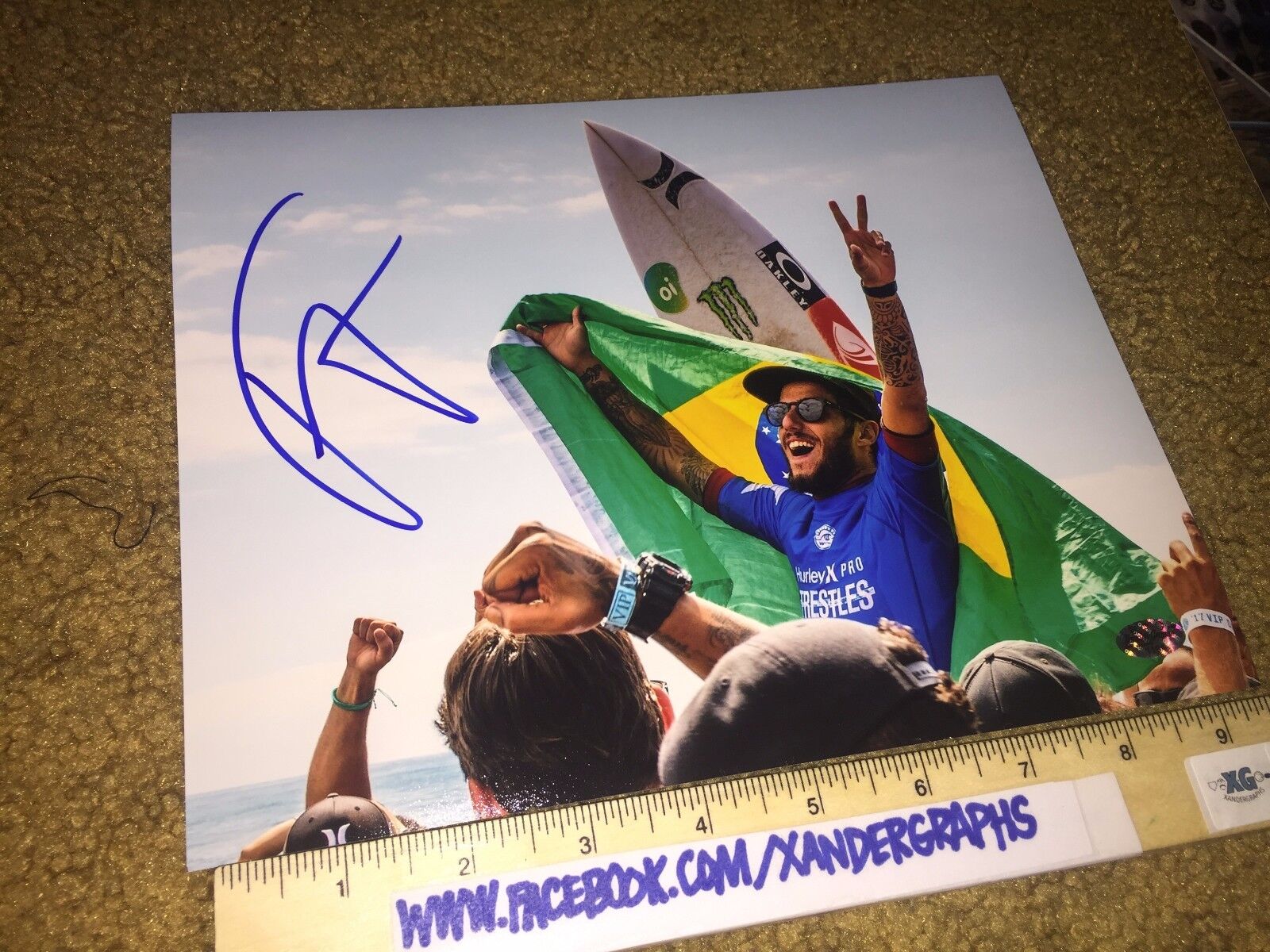 FILIPE TOLEDO SIGNED AUTOGRAPHED 8X10 Photo Poster paintingGRAPH SURFING SURFER-PROOF COA