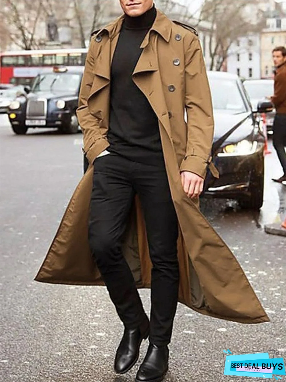 Men's Medium Length Casual Fashionable Trench Coat