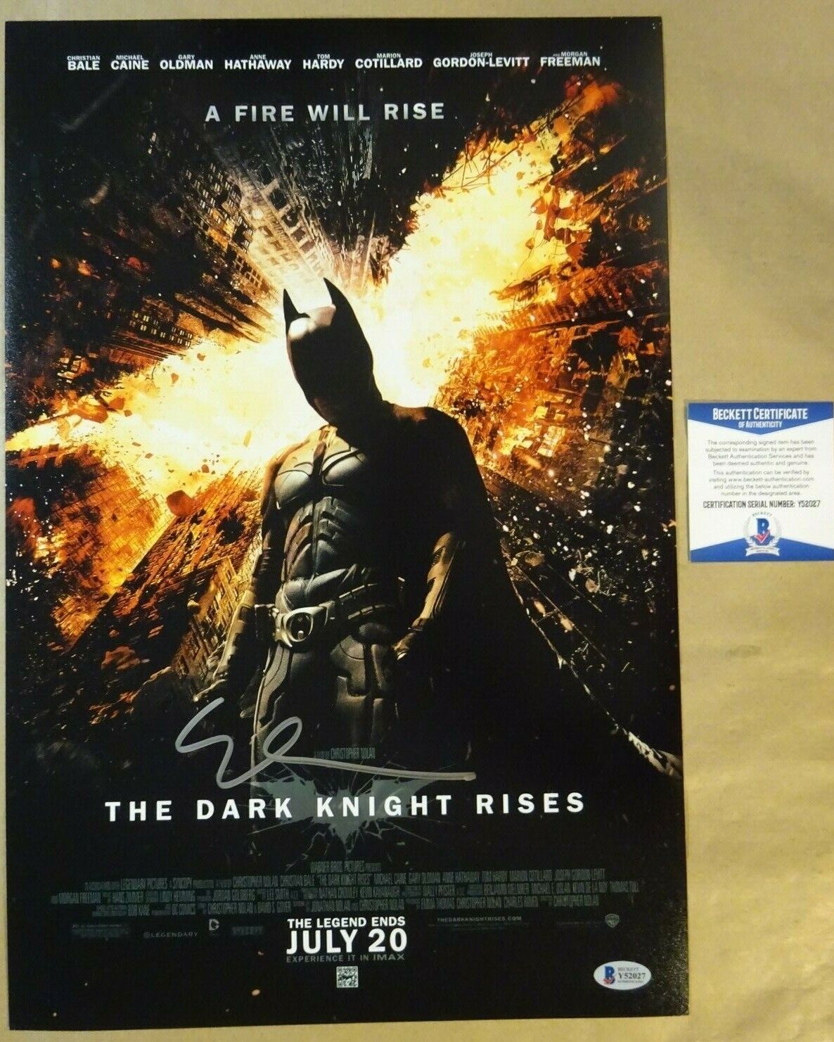 Signed GARY OLDMAN Autographed THE DARK KNIGHT RISES 12x18 Photo Poster painting BECKETT BAS COA