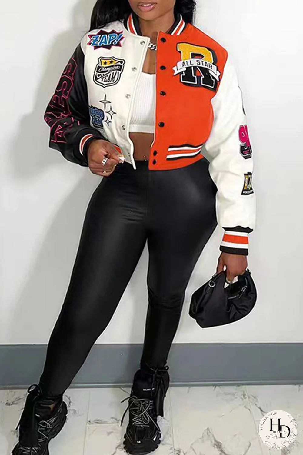 Red Casual Print Patchwork O Neck Outerwear