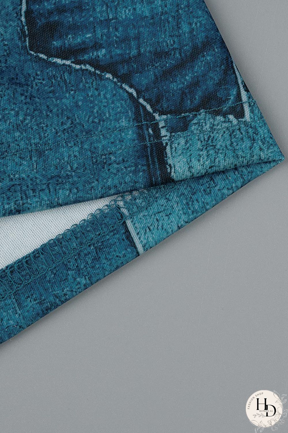 Blue Casual Print Patchwork V Neck Long Sleeve Dresses