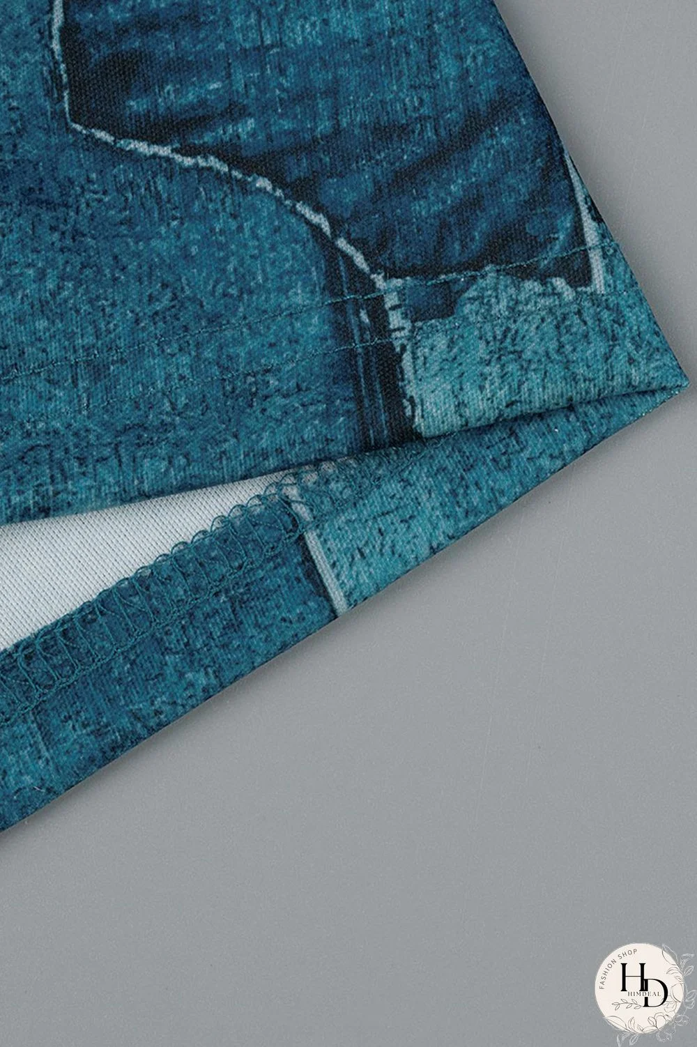 Blue Casual Print Patchwork V Neck Long Sleeve Dresses