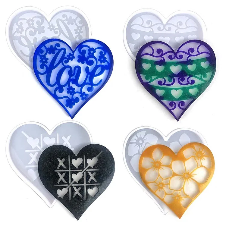 4.75 inch HOLO Rose Heart Coaster Silicone Mold for Resin – JuliArtStudio