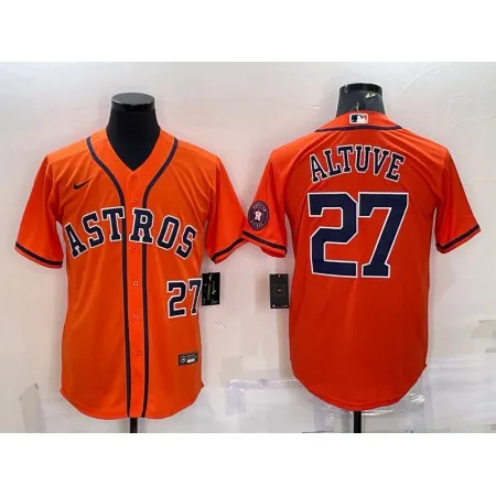 Men's Houston Astros #27 Jose Altuve Orange With Patch Cool Base Stitched Jersey