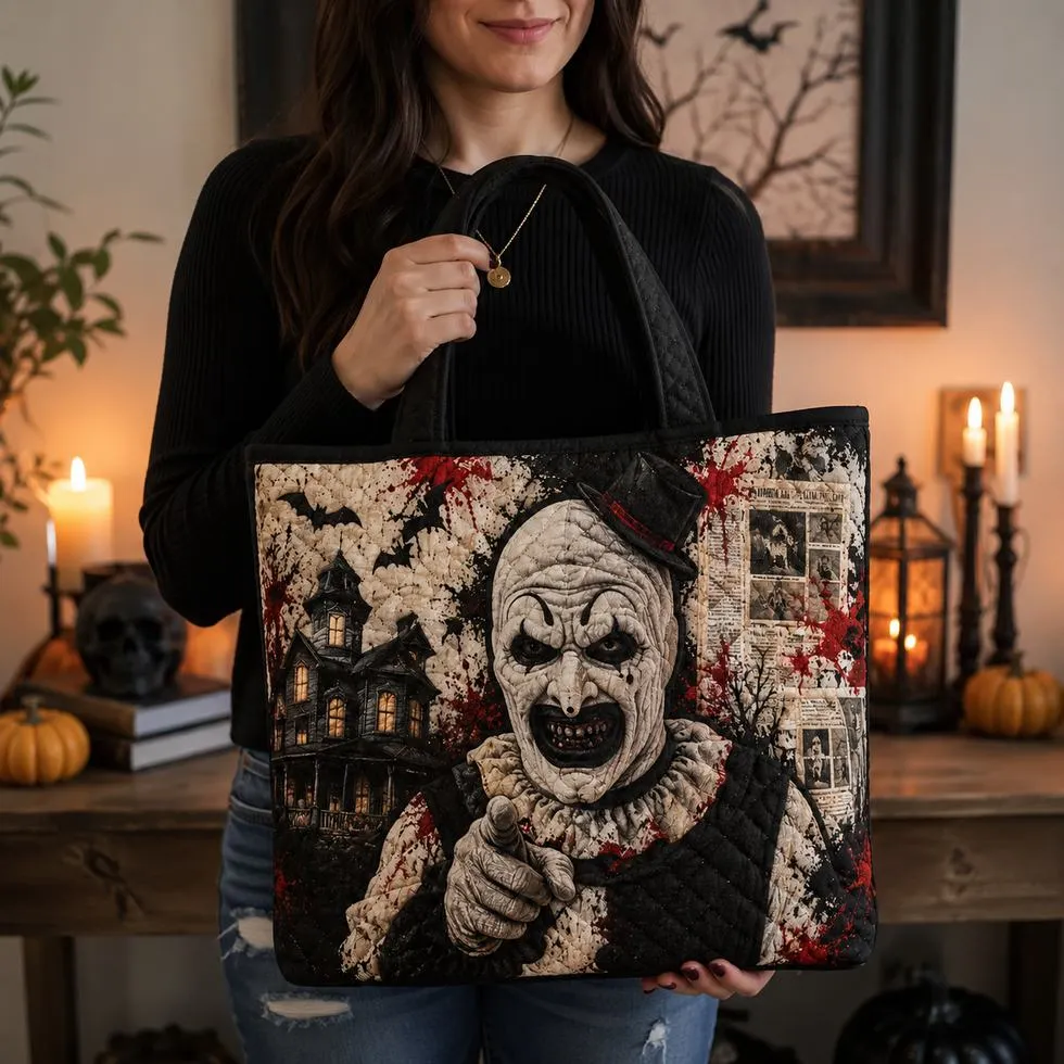 Creepy clown tote with black outfit