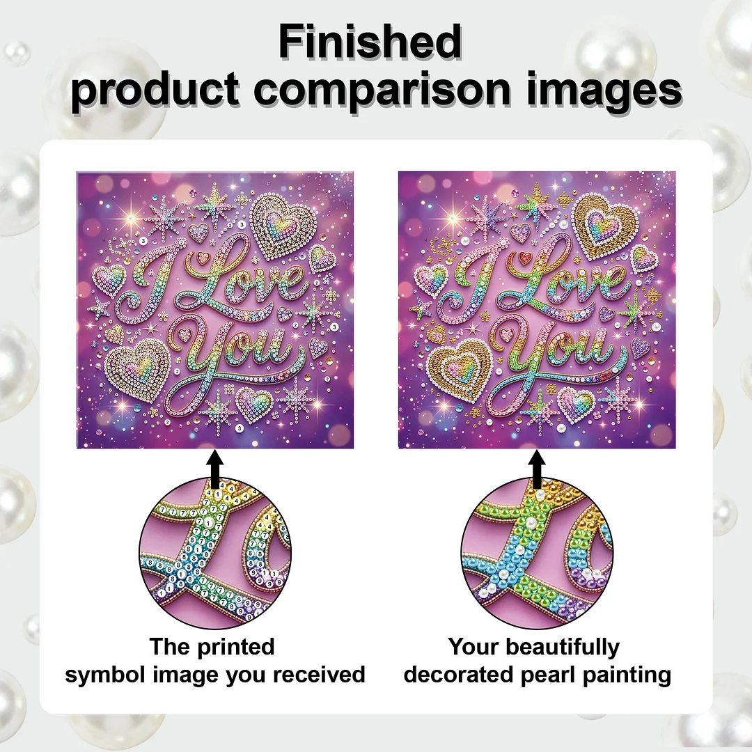 I Love You - DIY Pearl Diamond Art Kit With Frame 25*25cm