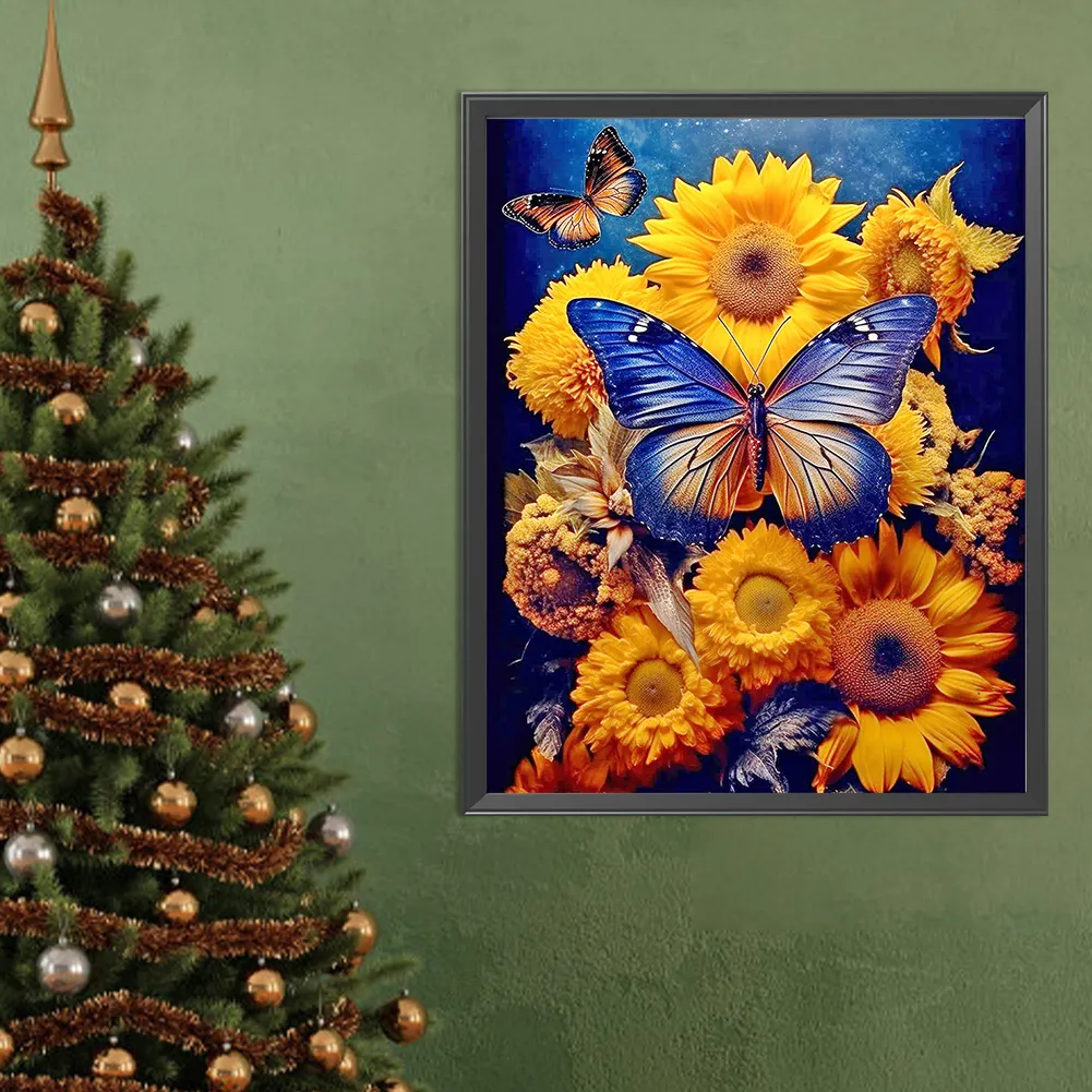 Full Round Diamond Painting 40*50cm - Sunflower Butterfly