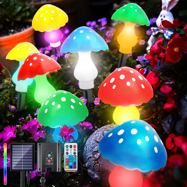 LED Solar Waterproof RGB Mushroom Light