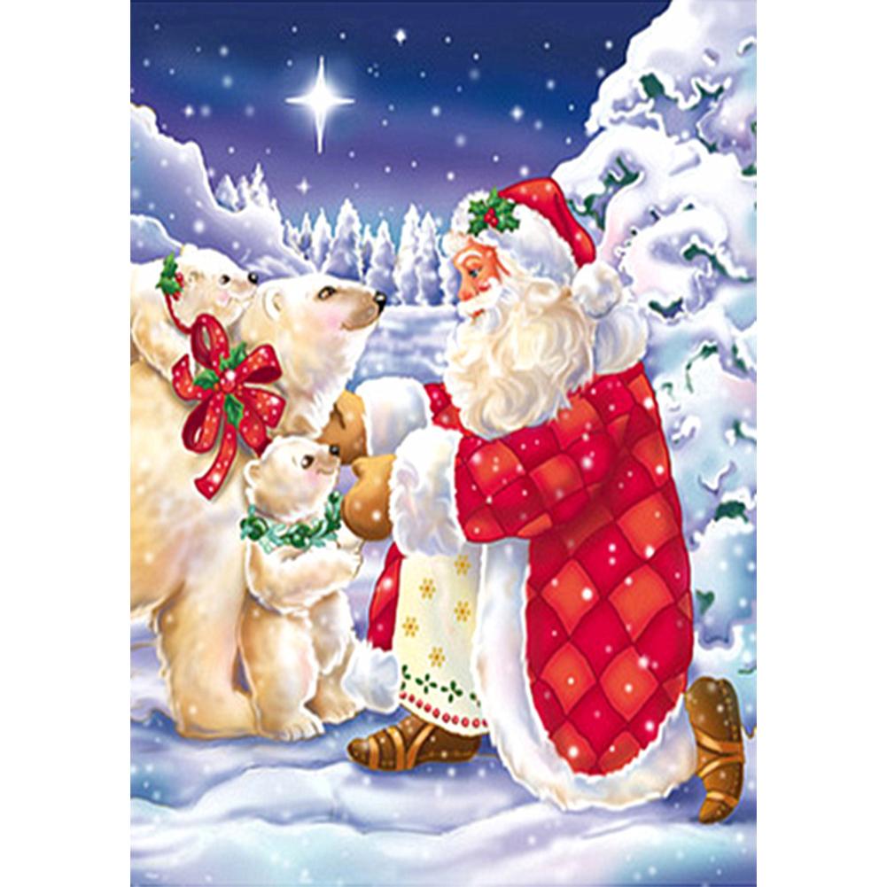 

40*30CM-Santa Claus Animal Pattern-Round Drill Diamond Painting, 501 Original