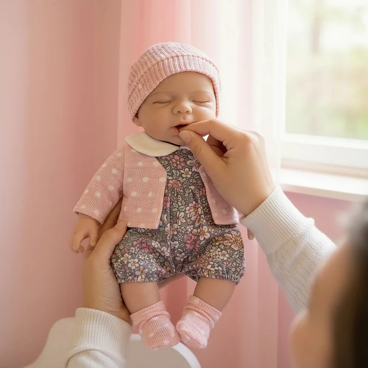 12-Inch Pascale Solid Silicone Baby Lifelike Doll with White Polka-Dot