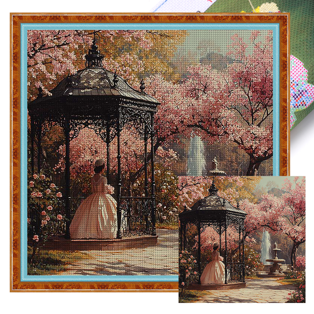 Victorian Girl Full 11CT Pre-stamped Canvas(50*50cm) Cross Stitch