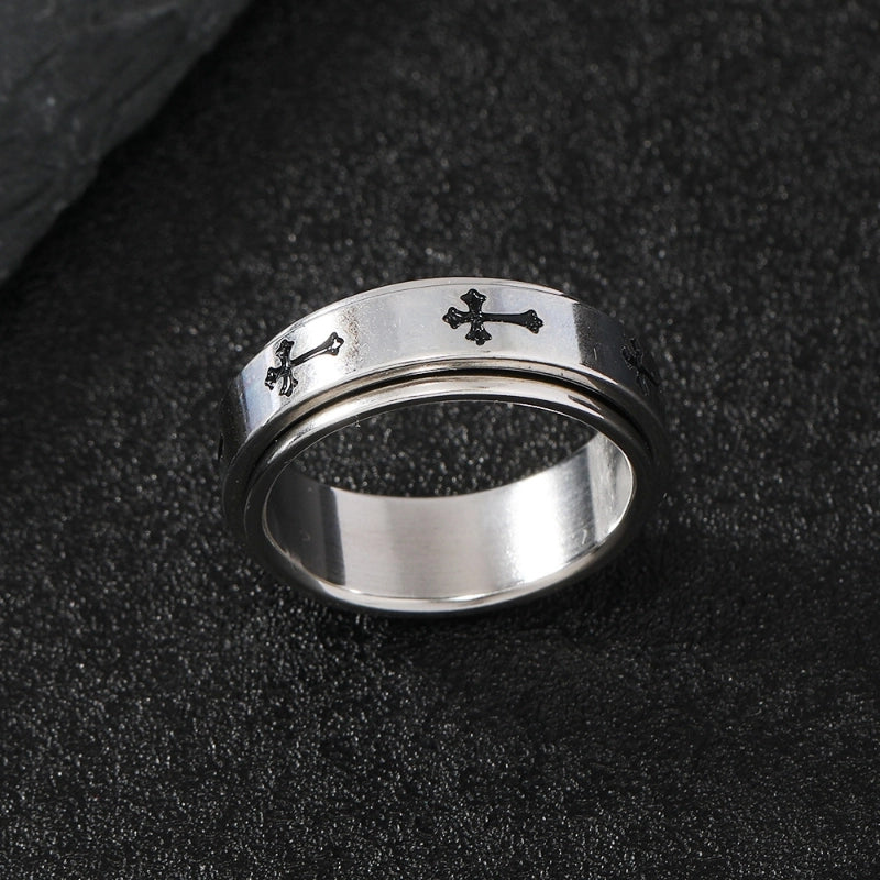Hip-Hop Cross 304 Stainless Steel Unisex Rings