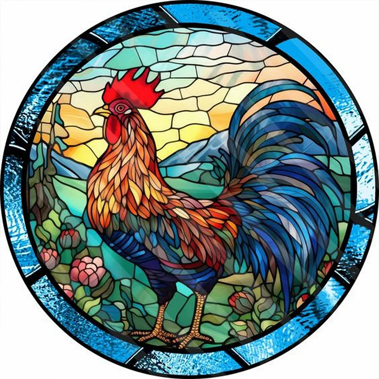 Round Brand Rooster 30*30CM (Canvas) Full Round Drill Diamond Painting gbfke