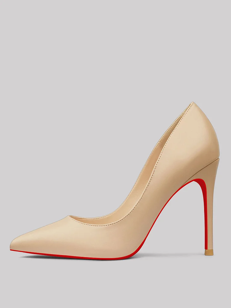 100mm Women's Classic Stiletto High Heels Pointed Toe Red Bottoms Shoes So Kate Matte Pumps
