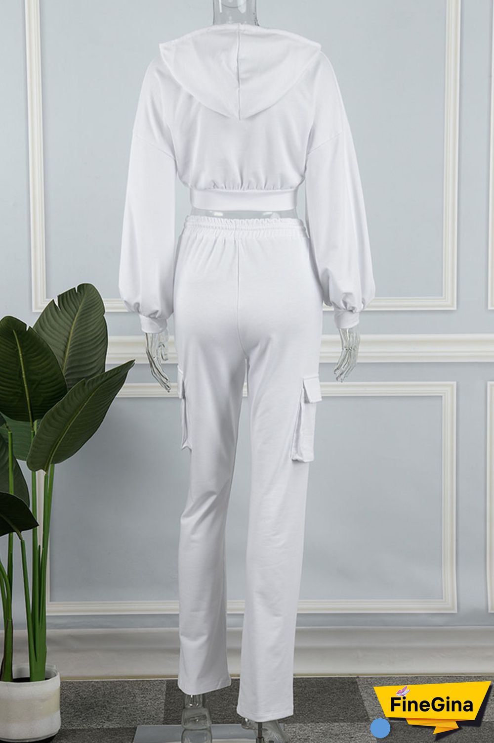 White Casual Solid Patchwork Hooded Collar Long Sleeve Two Pieces