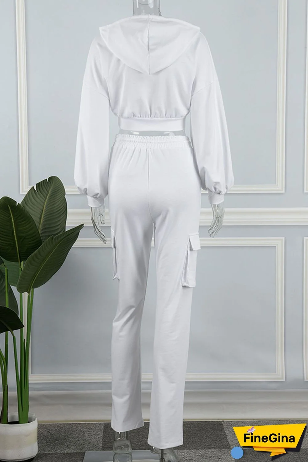 White Casual Solid Patchwork Hooded Collar Long Sleeve Two Pieces