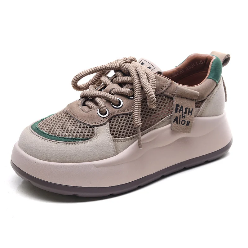 Yyvonne Summer Thin Mesh Shoes Women's Spring And Autumn New Catchable Loose Pastry Bottom Mesh Casual Board Shoes