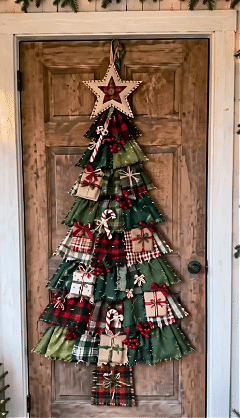 Oversized Patchwork Christmas Tree Door Hanging