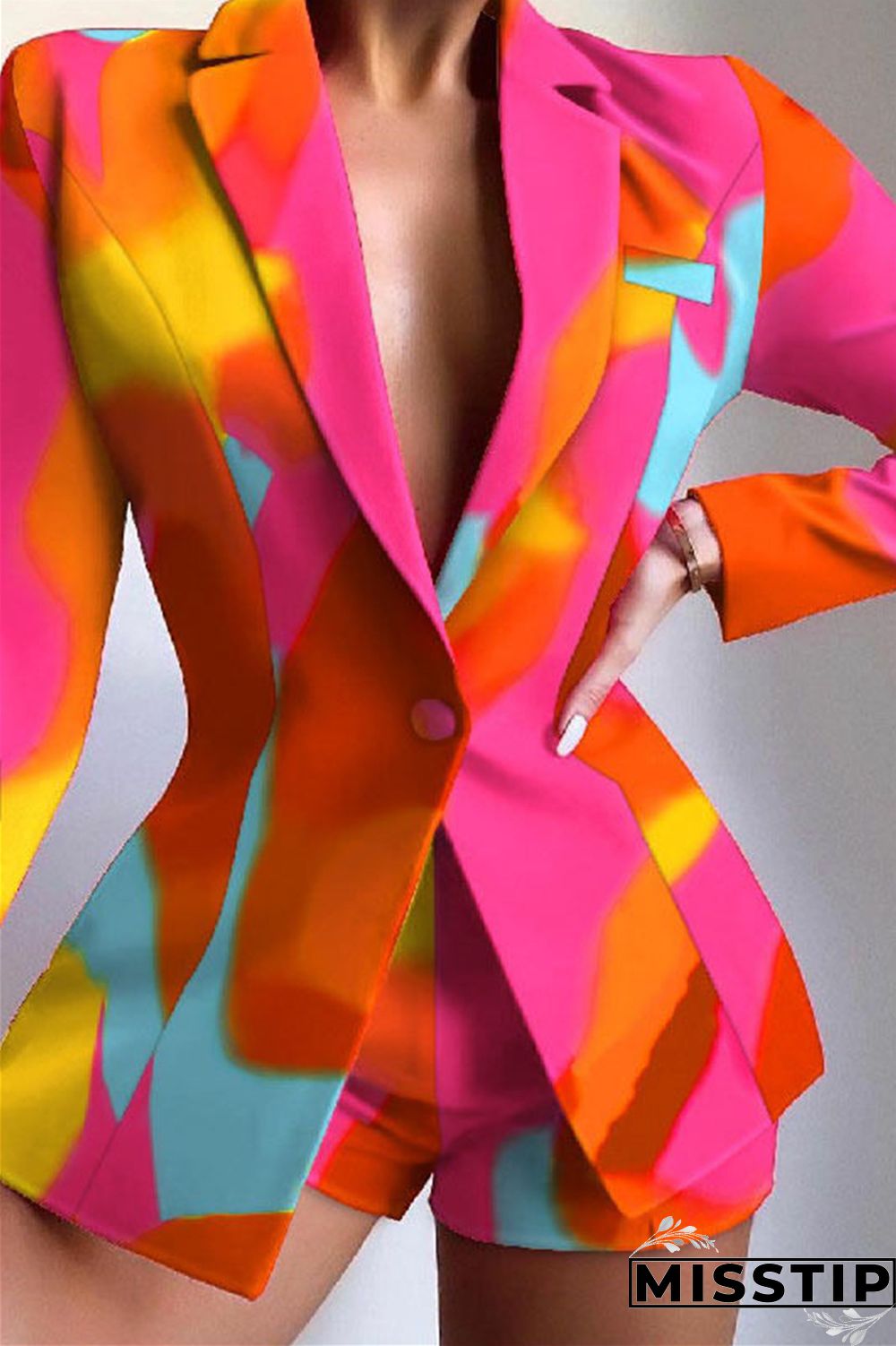 Black Fashion Casual Print Patchwork Turndown Collar Long Sleeve Two Pieces