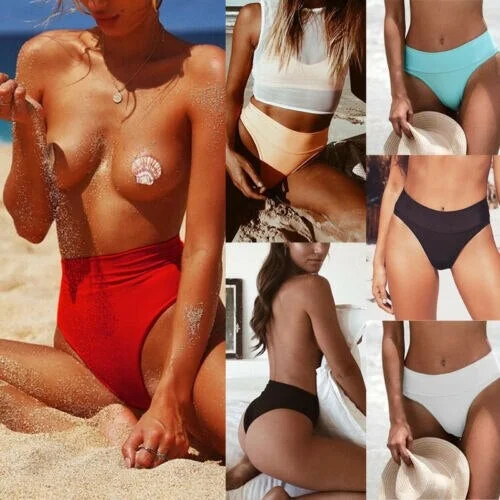 Sexy Women Hot Swimming Trunks One Piece Bikini Shorts Brief Thong Bottom Brazilian High Waist Swimwear Beachwear Bathing Suit