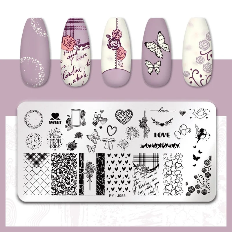 PICT YOU Flower Nail Stamping Plates Line Pictures Nail Art Plate Stamp Template Marble Leaves Image Printing Plates Nail Tools-Nail Inspo