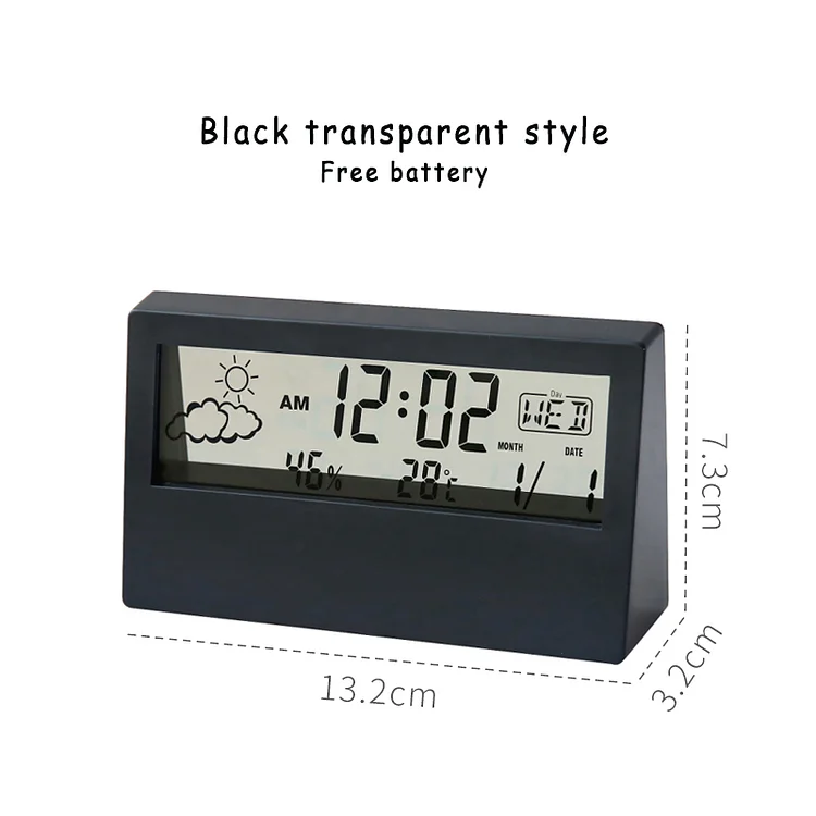 JOURNALSAY Minimalist Mute Transparent Smart Weather Small Alarm Clock Electronic Clock