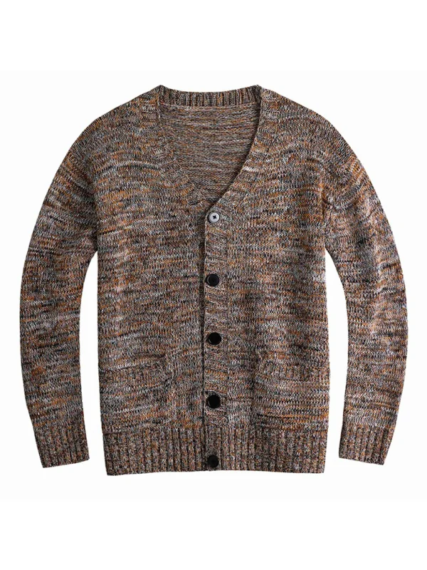 Men'S V-Neck Single-Breasted Sweater