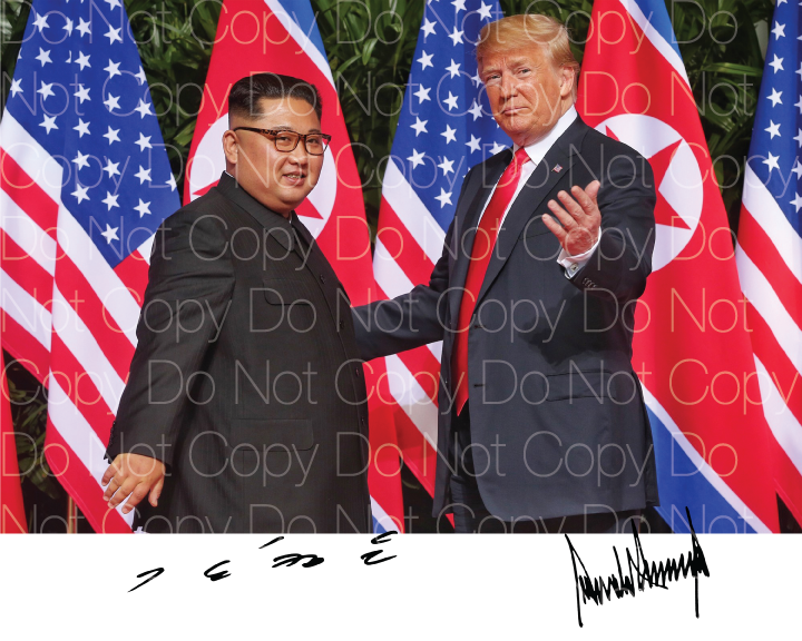 Donald Trump Kim Jong Un signed 8X10 Photo Poster painting picture poster autograph RP