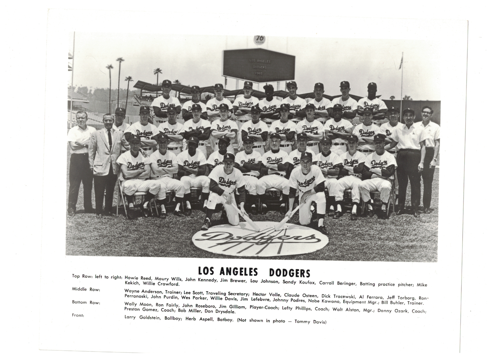 1965 Los Angeles Dodgers Vintage Baseball 8x10 Team Photo Poster painting RH3 Sandy Koufax