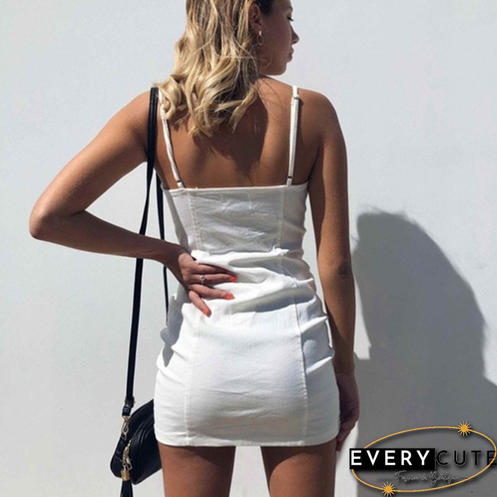 New Women's Dress Spring and Summer Ring Zipper Sexy Fashion Strap Dress