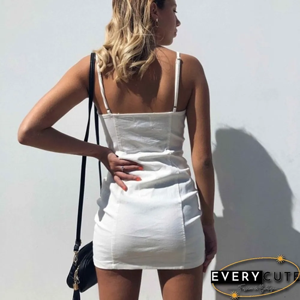 New Women's Dress Spring and Summer Ring Zipper Sexy Fashion Strap Dress