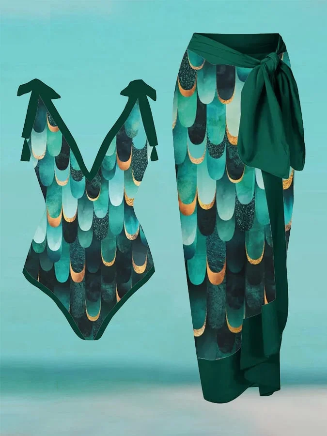 Women's Textured Print Resort Swimsuit Set