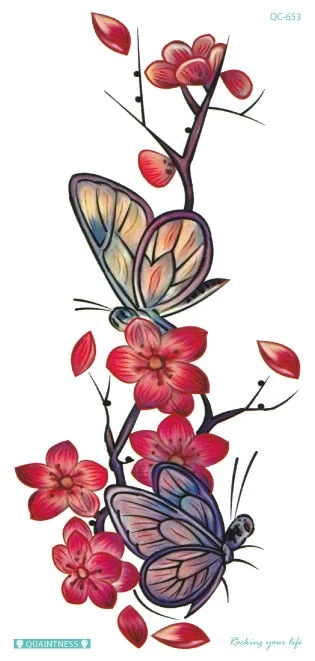 Free shipping colorful flower tree tattoo design temporary tribal sexy body tattoo sticker shoulder arm leg waterproof tattoo.