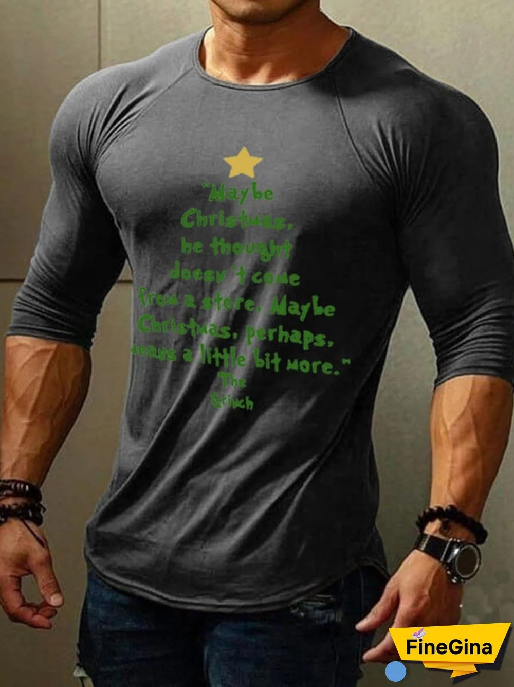 Men's Christmas Print Long Sleeve T-Shirt