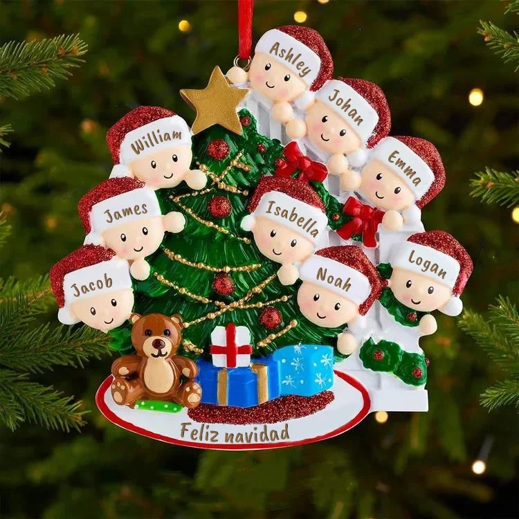 Navidad-Muñecas Ornamentos navideños 9 nombres personalizados con texto Adorno de Madera