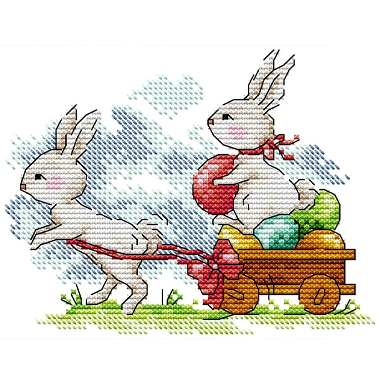 Joy Sunday Bunny Easter 14CT Stamped Cross Stitch 18*15CM