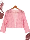 Fashionable Solid Color Lace Cardigan Top - Delicate Open Front, Sheer Three-Quarter Sleeves, Perfect for Everyday Chic Style - A Feminine & Lightweight Wardrobe Staple for Women