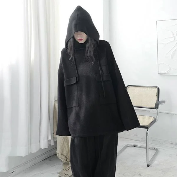 New Black Casual Fashion Pullover Simplicity Loose All-match