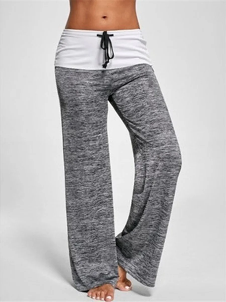 Women's Casual Loose Yoga Spliced Pants - Rose Toy