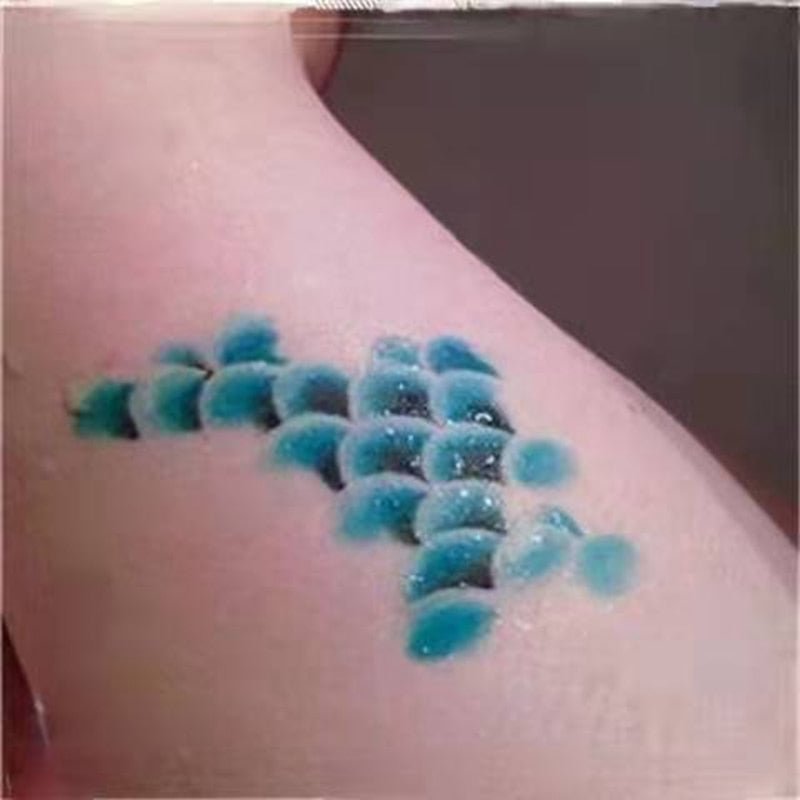 Blue Mermaid Scale Temporary Tattoo Sticker Female Waterproof Small Size Fresh Fashion Wrist Fake Tattoo Arm Personality Tattoo