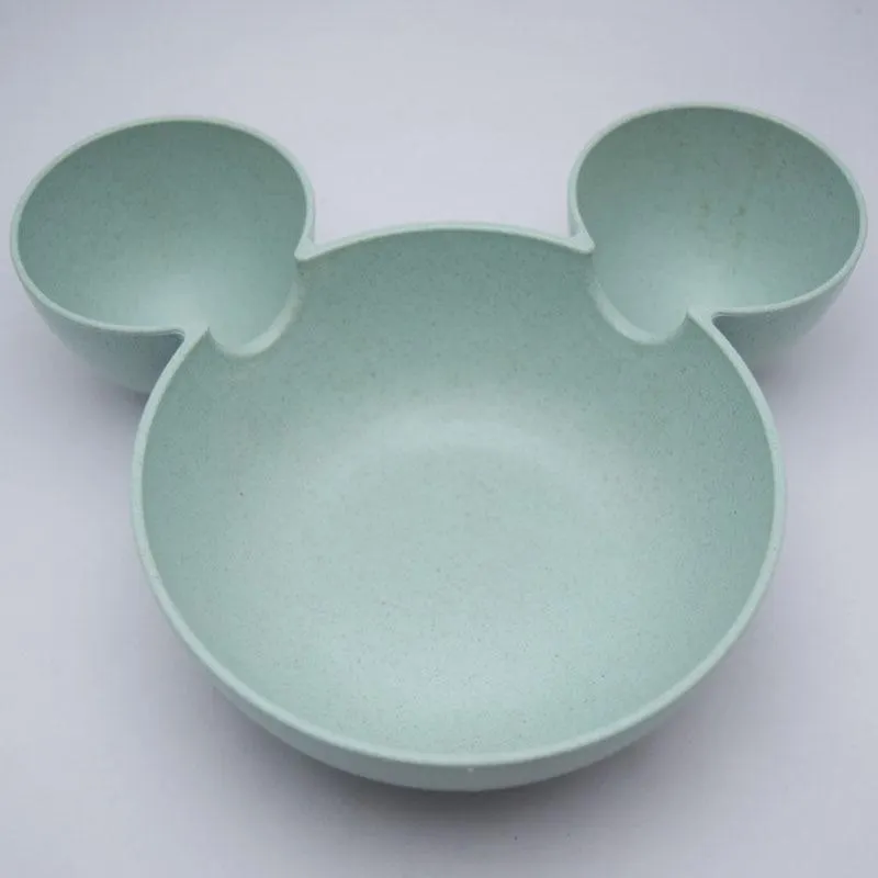 Wheat Straw Baby Dinner Bowl children cartoon tableware set kid dinner plate baby training Bowl spoon fork for dropping opp pack