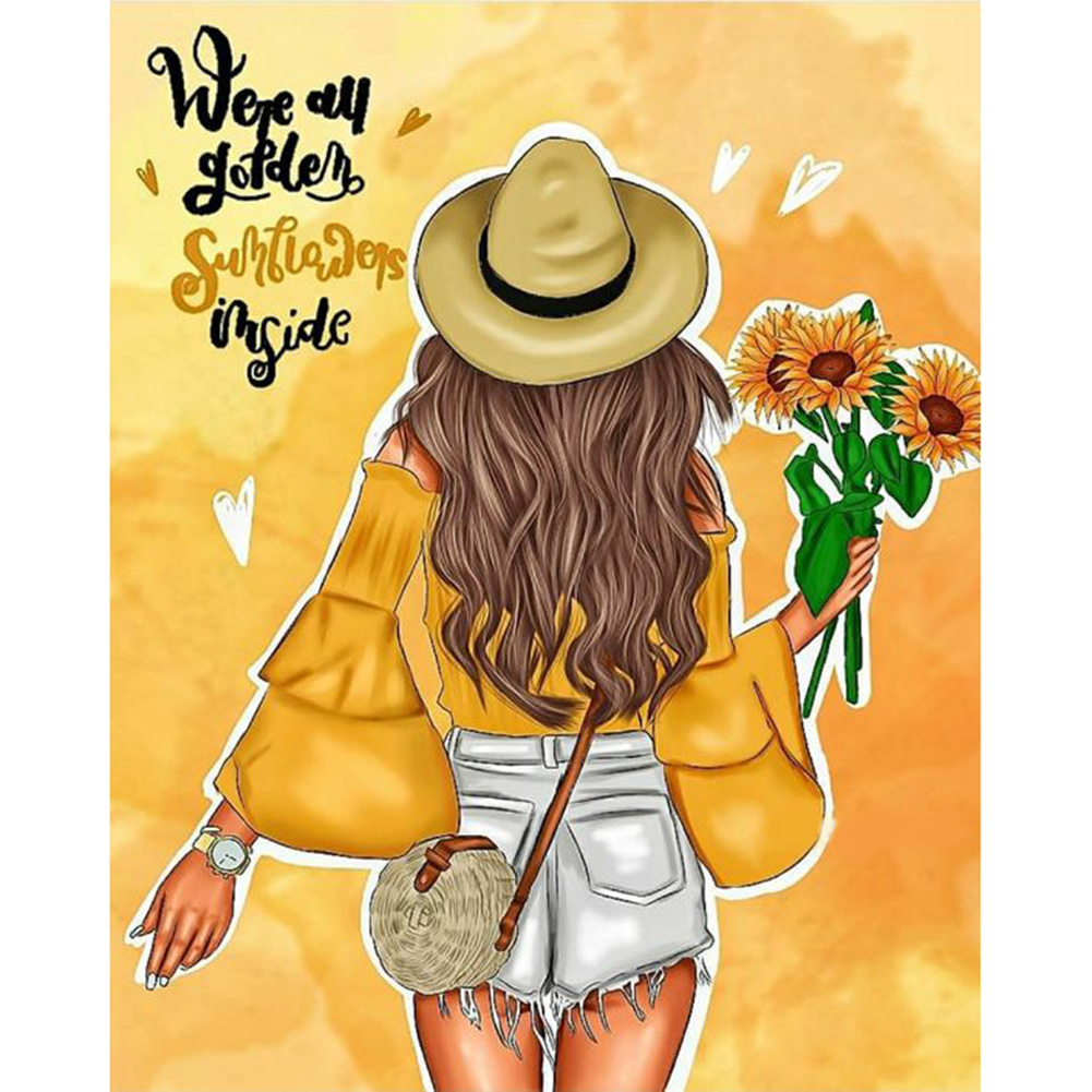 

30*40CM-Back Girl-Round Drill Diamond Painting, 501 Original
