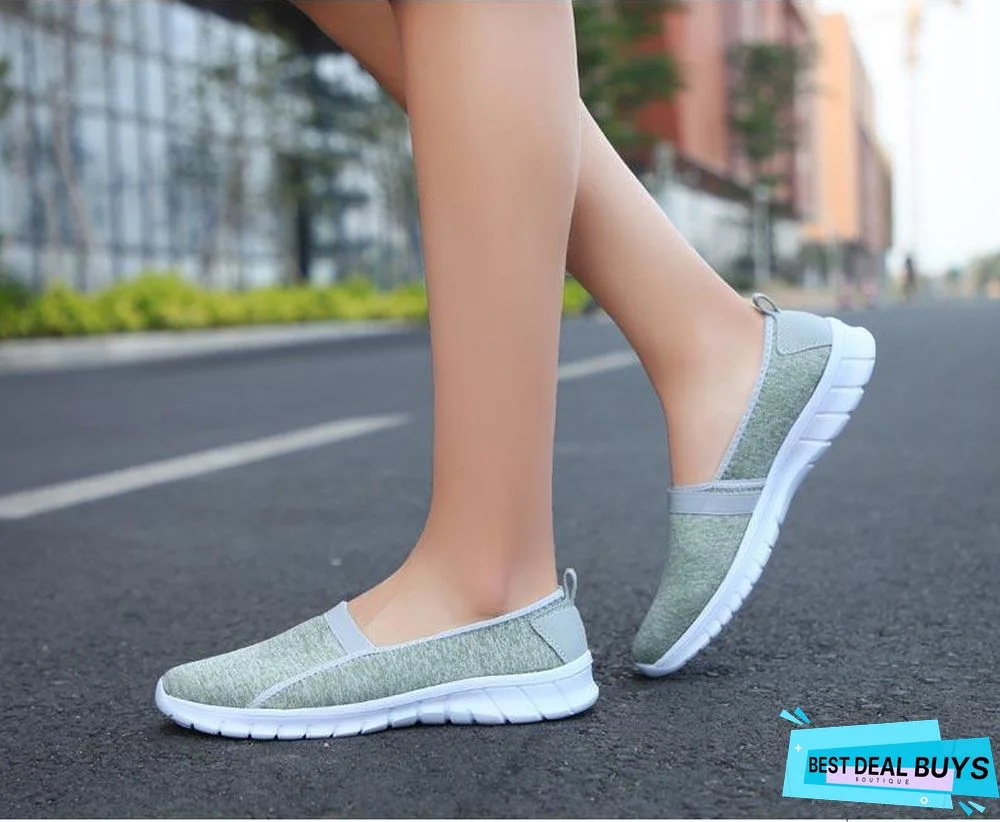 Women Slip On Loafers Plus Size Breathable Mesh Ballet Sneakers Flat Shoes