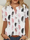 Short Sleeves Printed Women Fashion Blouses
