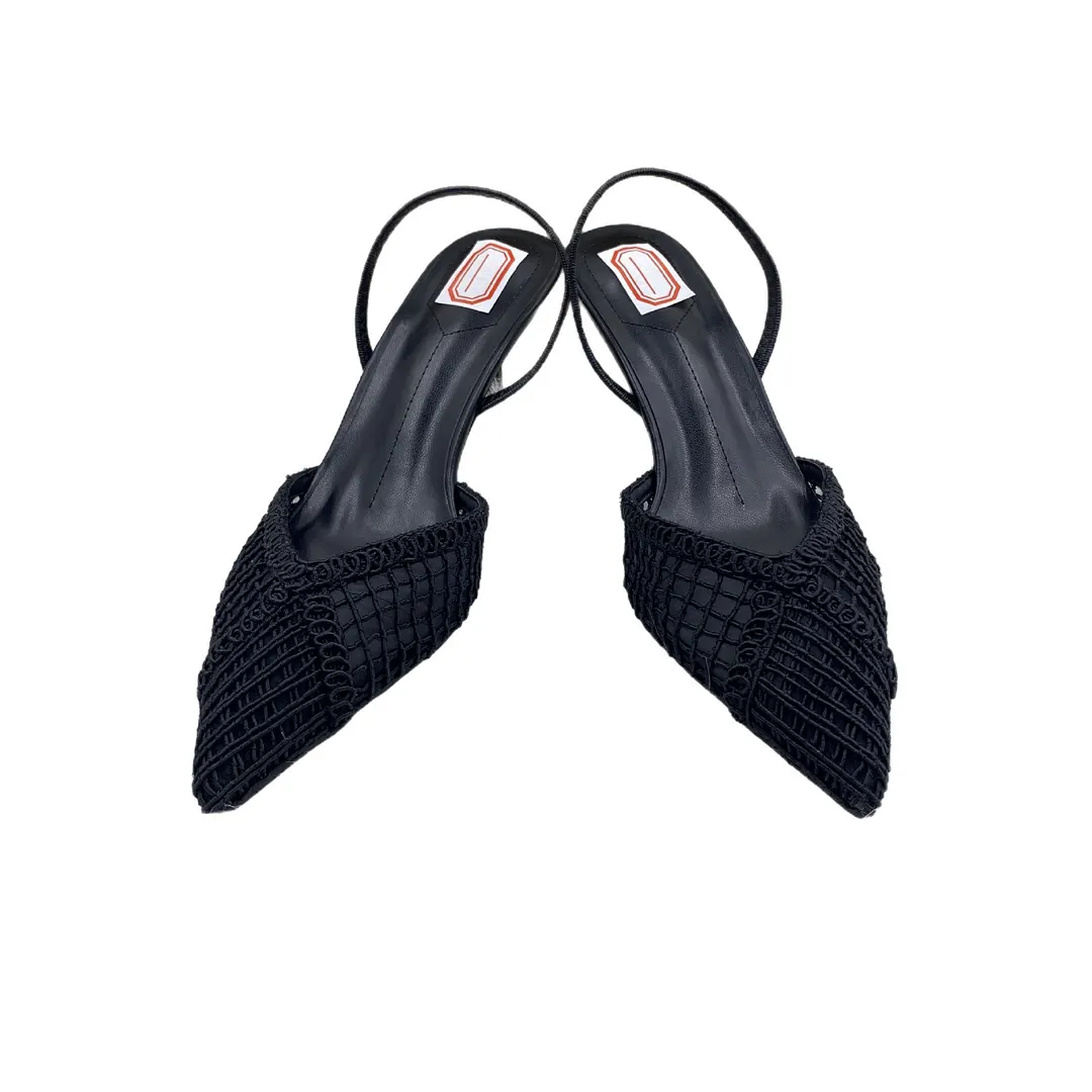 Breakj Breakj Home 2025 New Pointed High Heels Coarse French Small Design Hollow Weaving Temperament Buntret