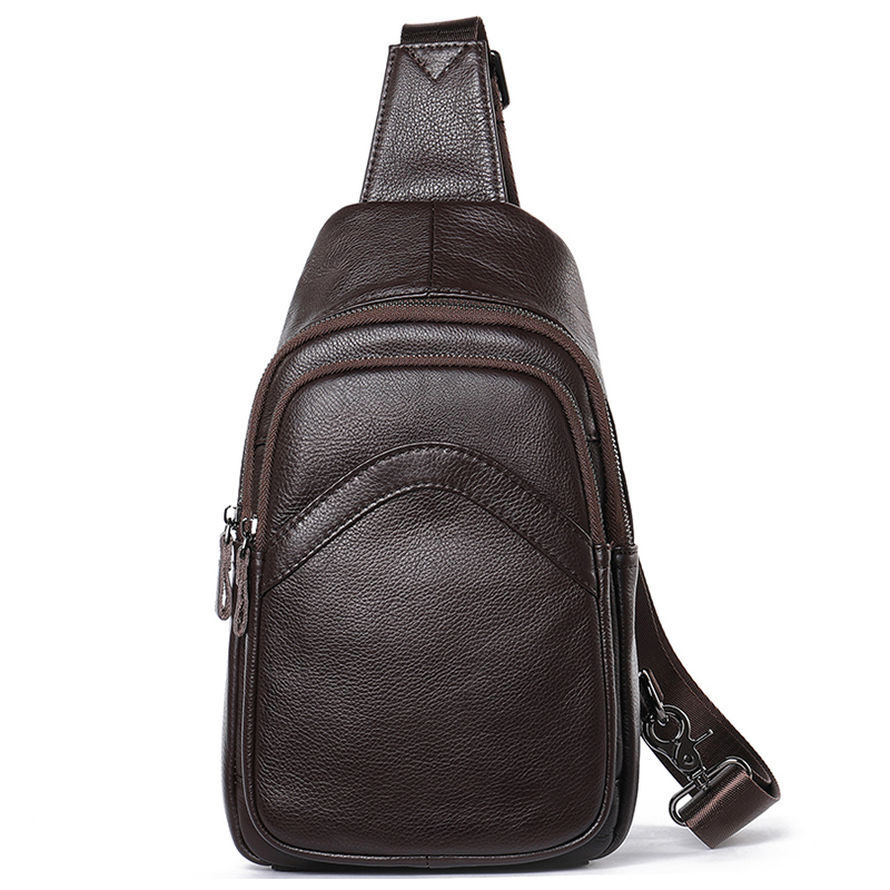 Men's Genuine Leather Chest Bag Crossbody Bag | ARKGET