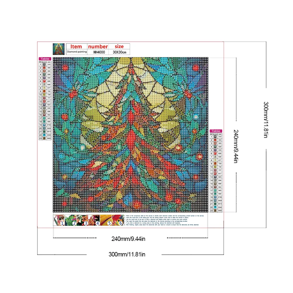 Diamond Painting - Full Round Drill - Stained Glass Xmas Tree(Canvas|30*30cm)