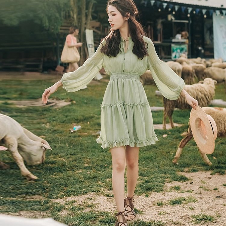 Avocado Green fairy Dress